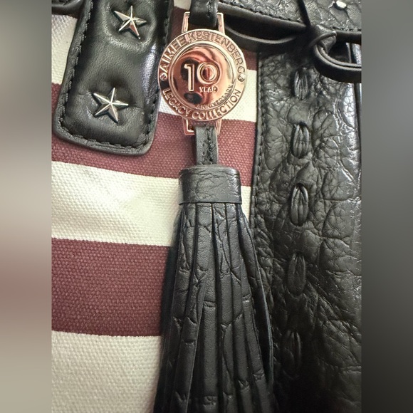 Aimee Kestenberg Washington Leather Tote - Croco Black Leather w/USA Flag - Picture 5 of 8